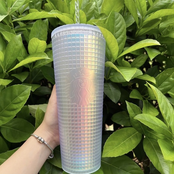 Starbucks Other - NWT Starbucks 2022 Spring Soft Touch White Unicorn Grid Iridescent Tumbler